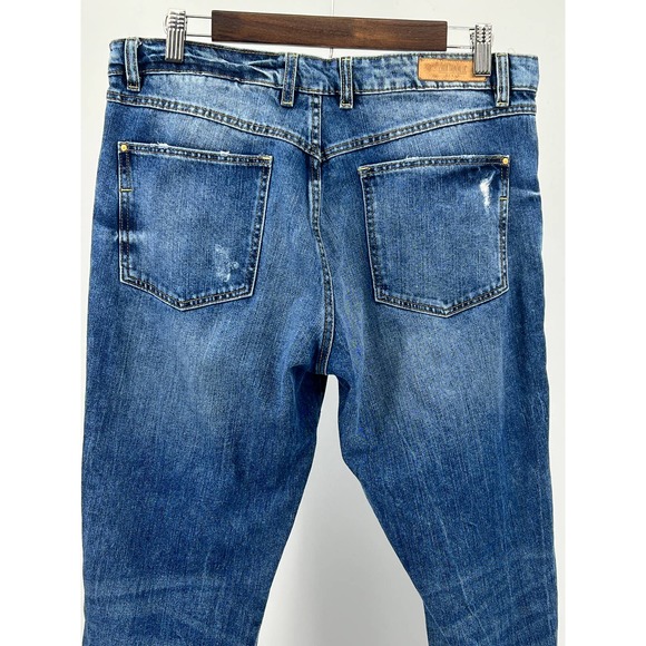 Zara Trafaluc TRF Denim Distressed Straight Leg Jeans Medium Wash Women's Size 8 - Picture 8 of 10